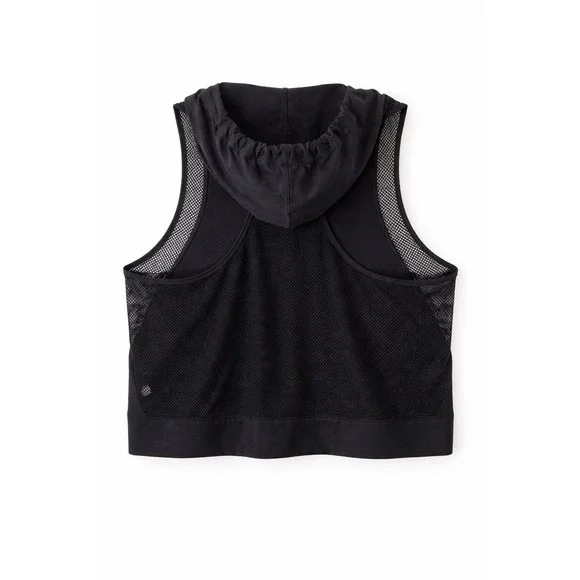 Live Love Dream Womens Activewear Black Stretch Performance Poly w/ Mesh Vest XL - Picture 3 of 5